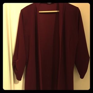 Red open front blazer